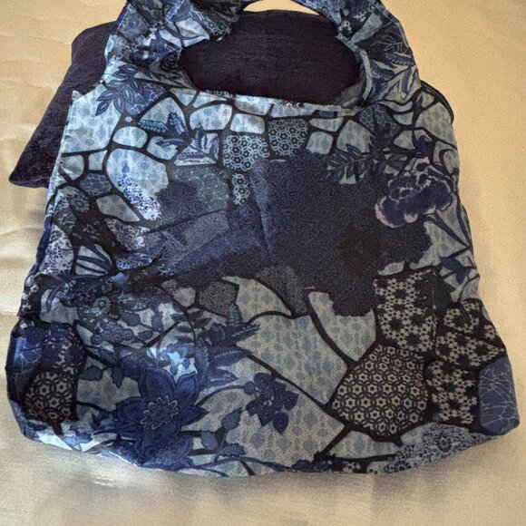 Johnny Was Blue Nylon Silky Tote Bag - Picture 4 of 13